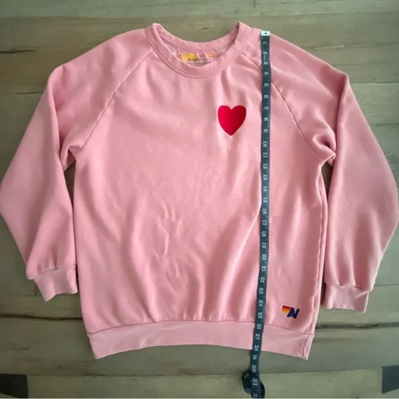 Aviator Nation Heart Embroidery Sweatshirt in Petal Pink Size XXL 🌸 - Picture 9 of 12